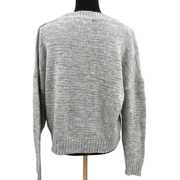 Elia-Cher Grey V Neck Knitted Embroidered Bird Sweater S/M - Picture 3 of 5